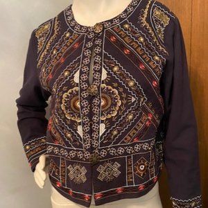 Indigo Moon Embroidered Bolero Jacket